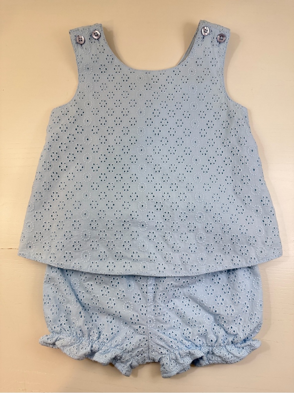 TBBC Bettye Bloomer Set Blue Eyelet 2T